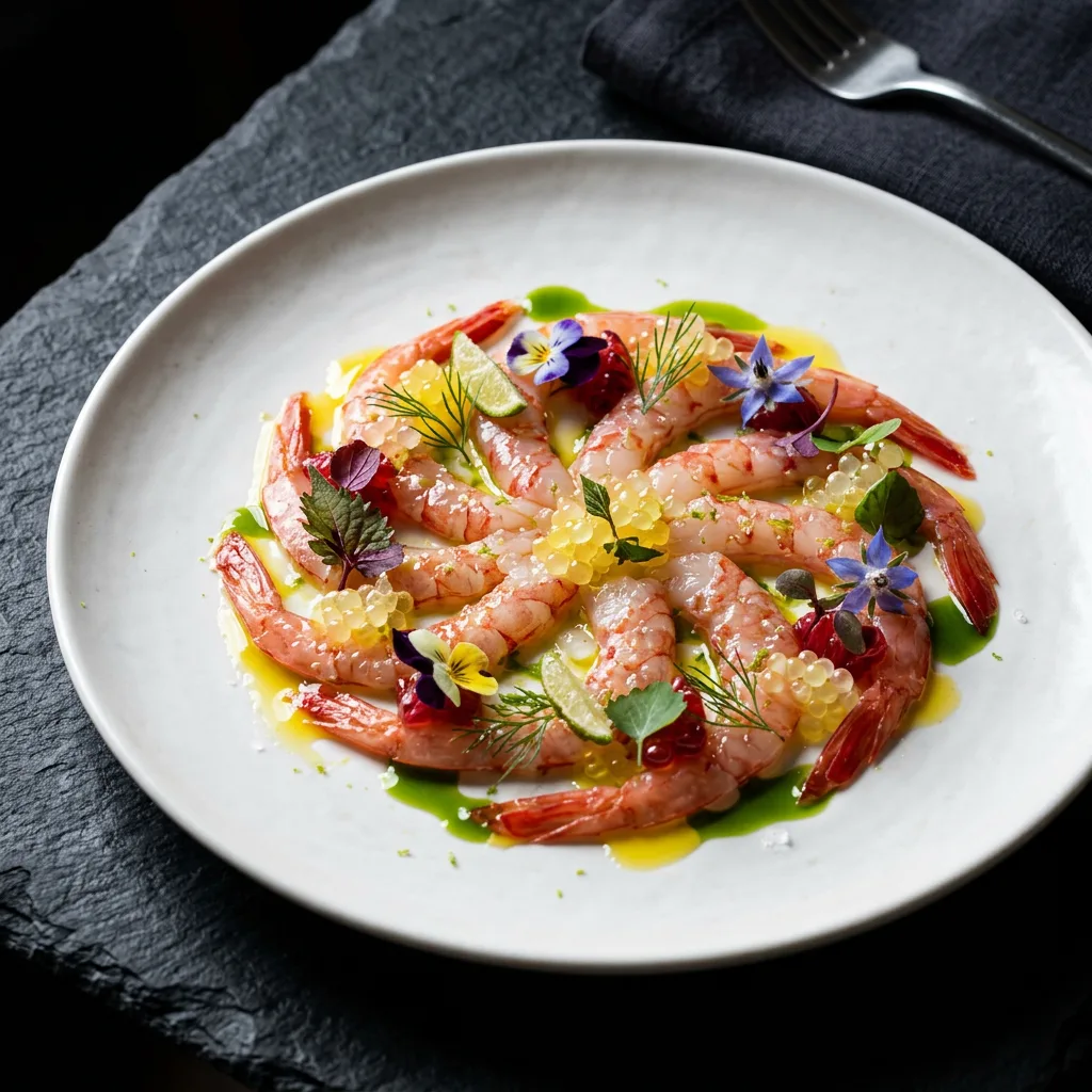 Crudo di Gambero Rosso, Perle d'Agrume